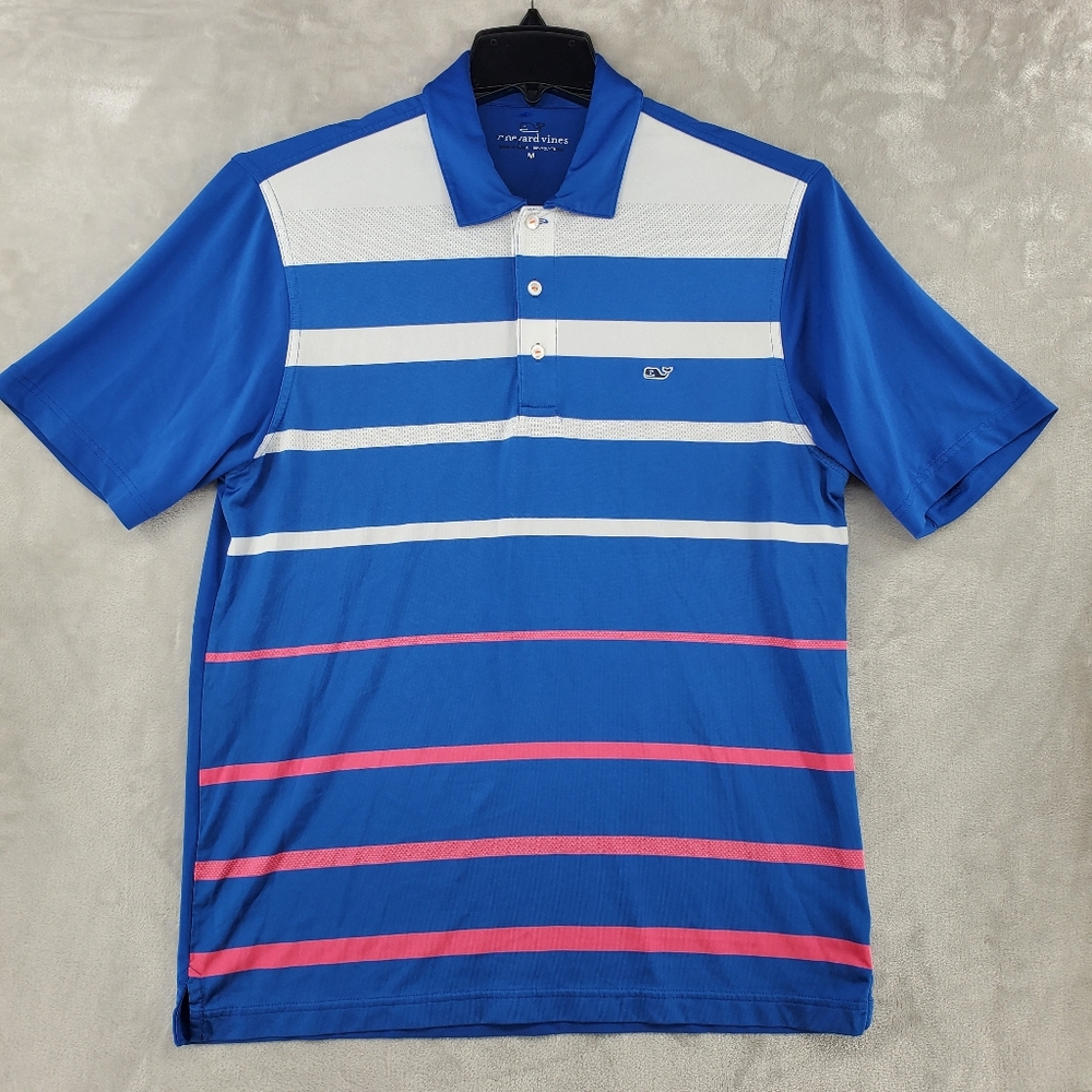 Vineyard Vines Performance Mens Medium Golf Polo Shirt Blue Polyester